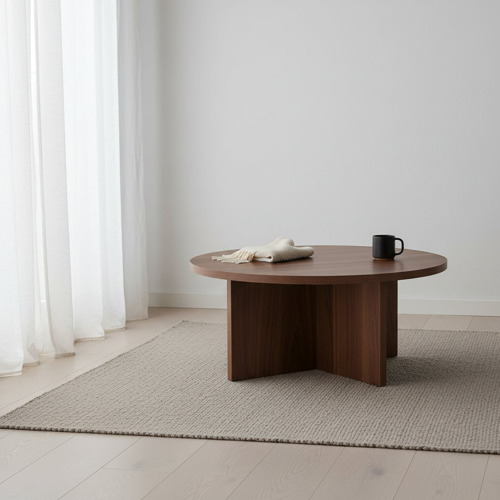 Modern Round MDF Coffee Table Durable Living Room Center Table