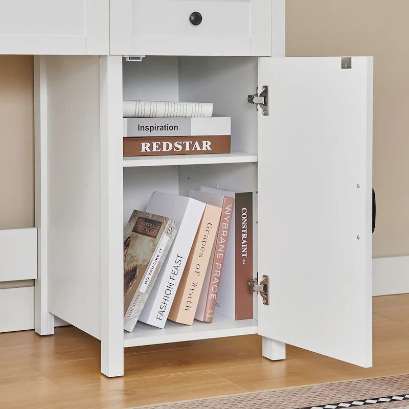 Farmhouse Computer Writing Desk with Hutch and Charging Station for Home Offices or Student Workspaces