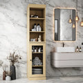 100% Solid Wood 16.5 Bathroom Storage Cabinet with Clear Glass Doors and Adjustable Shelves