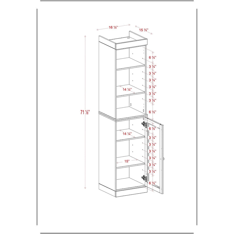 100% Solid Wood 16.5 Bathroom Storage Cabinet with Clear Glass Doors and Adjustable Shelves
