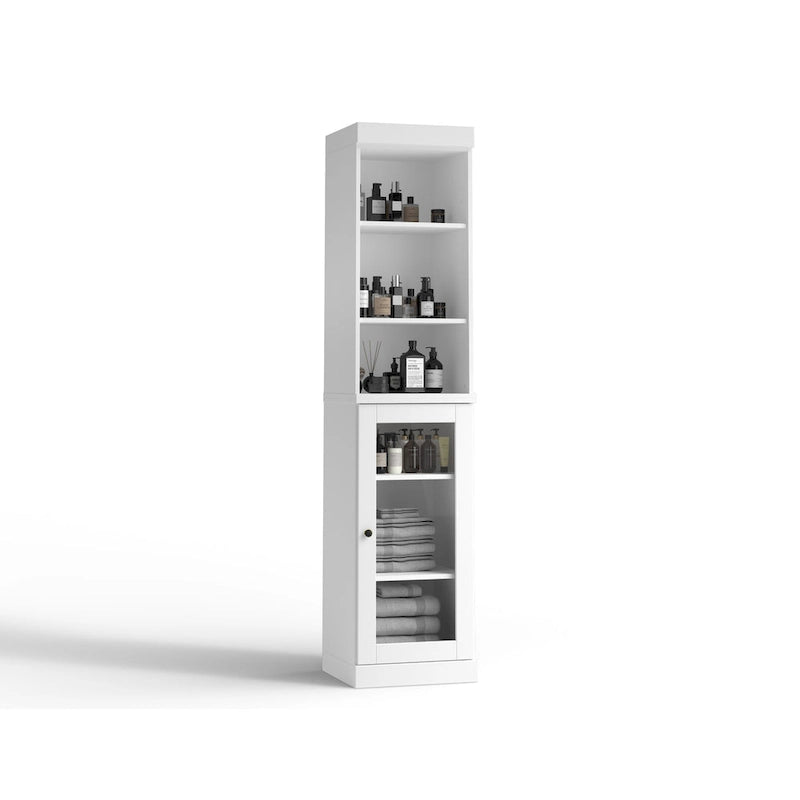 100% Solid Wood 16.5 Bathroom Storage Cabinet with Clear Glass Doors and Adjustable Shelves