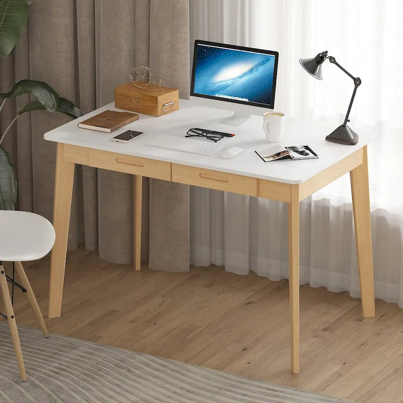 39.4 Wood Computer Desk with 2 Drawers - 4 Colors