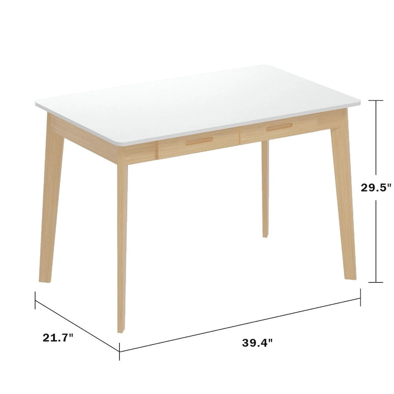 39.4 Wood Computer Desk with 2 Drawers - 4 Colors