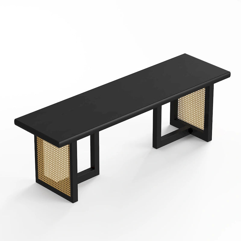 Rectangular Cane Dining Bench