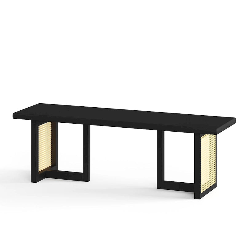 Rectangular Cane Dining Bench