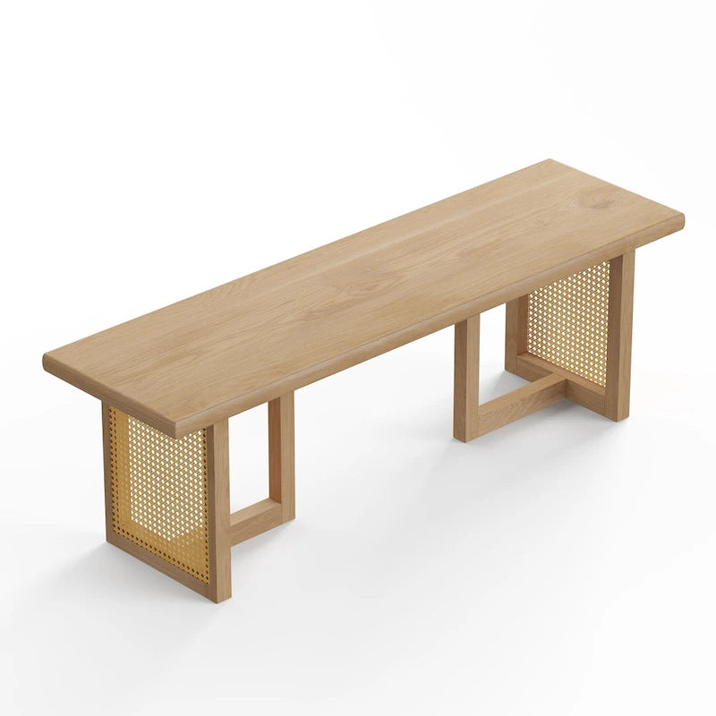Rectangular Cane Dining Bench