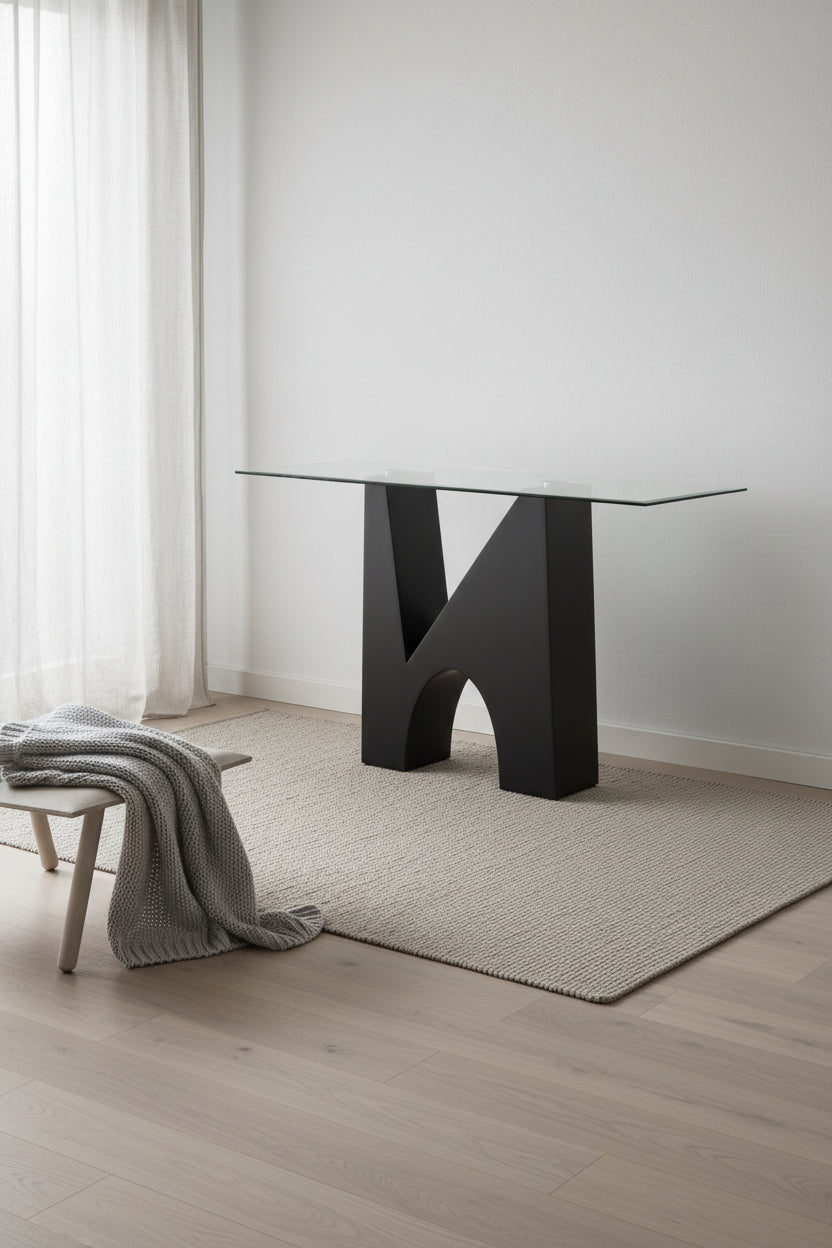 Modern Black 48-inch Glasstop Console Table