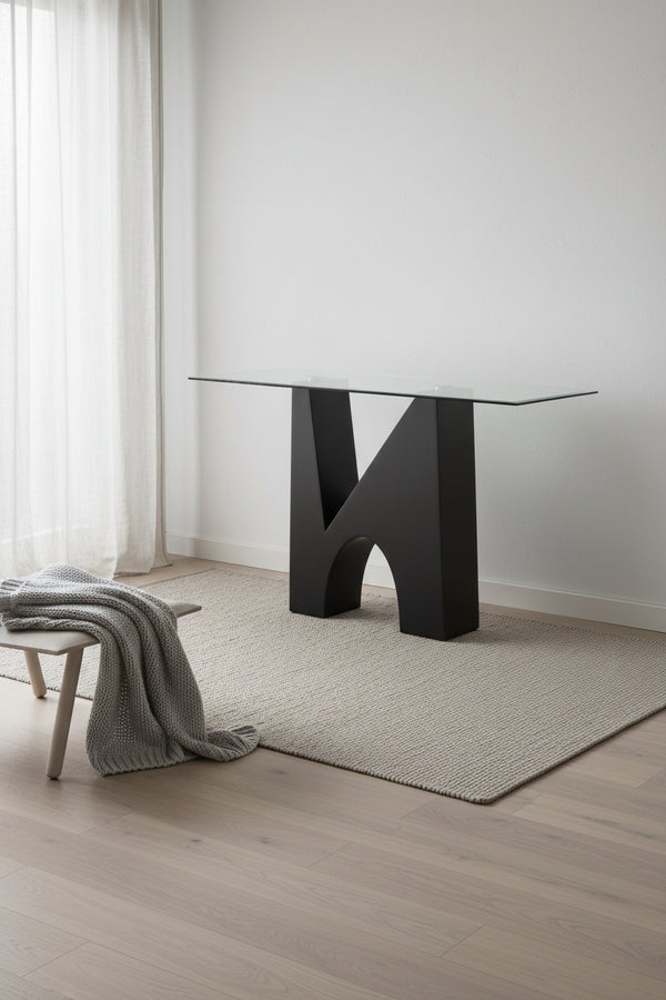 Modern Black 48-inch Glasstop Console Table
