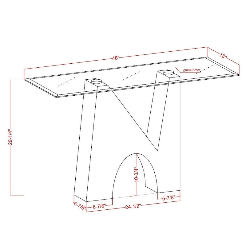 Modern Black 48-inch Glasstop Console Table