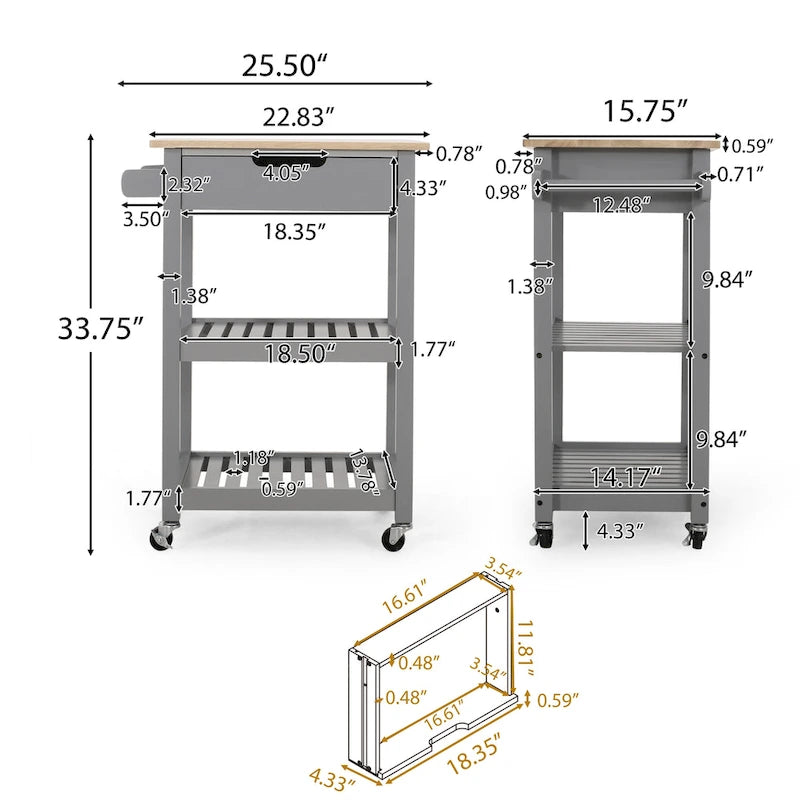 Dade Kitchen Cart with Wheels