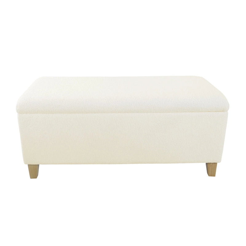 Sherpa Upholstered Storage Bench - Cream