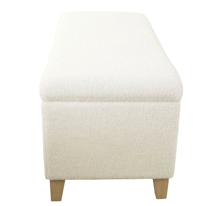 Sherpa Upholstered Storage Bench - Cream