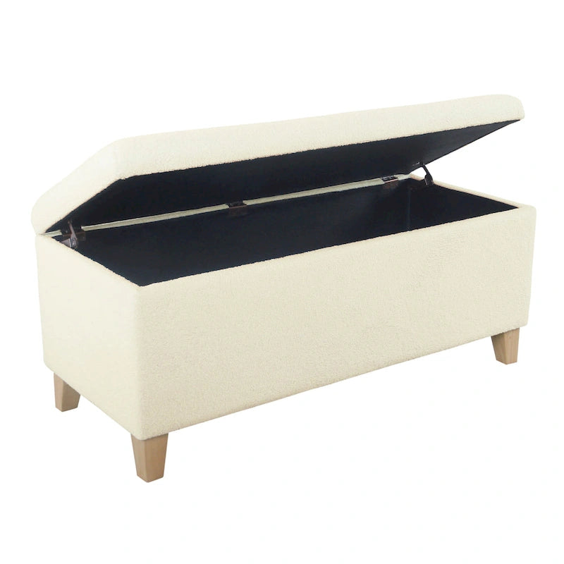 Sherpa Upholstered Storage Bench - Cream