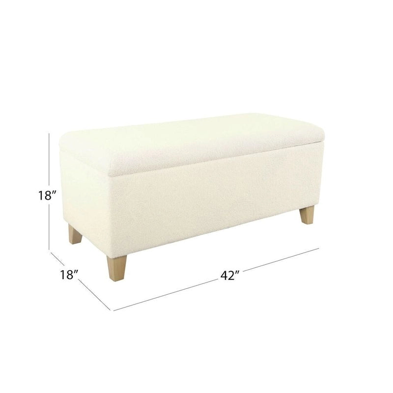 Sherpa Upholstered Storage Bench - Cream