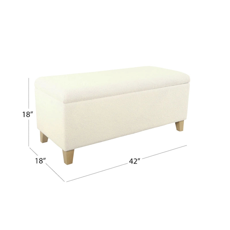 Sherpa Upholstered Storage Bench - Cream