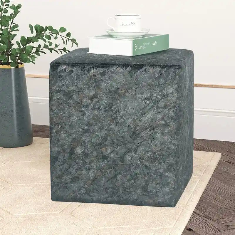 Square Ottoman Vanity Stool Fabric Upholstered Footrest Footstool