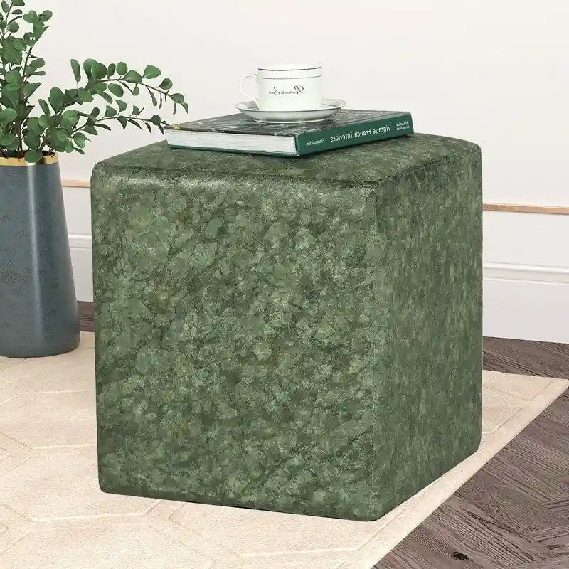 Square Ottoman Vanity Stool Fabric Upholstered Footrest Footstool