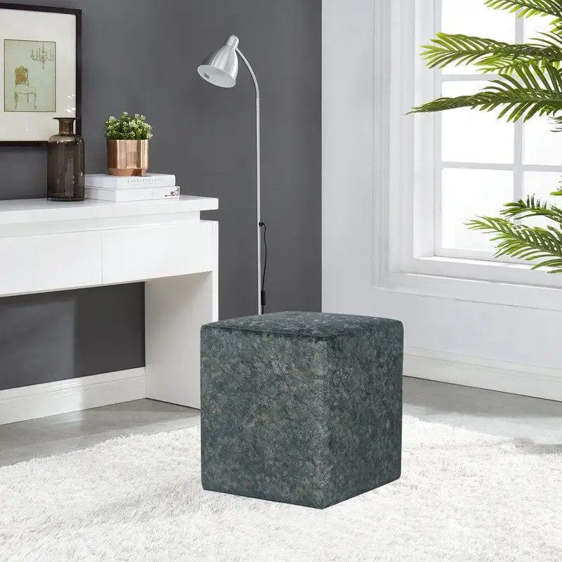 Square Ottoman Vanity Stool Fabric Upholstered Footrest Footstool