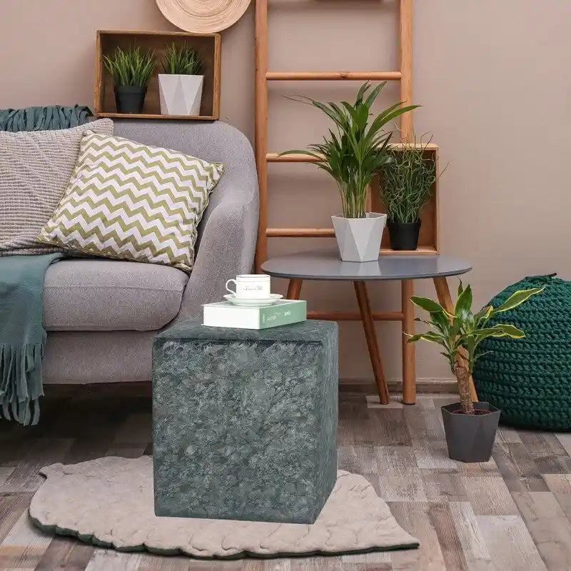 Square Ottoman Vanity Stool Fabric Upholstered Footrest Footstool