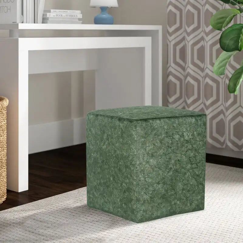 Square Ottoman Vanity Stool Fabric Upholstered Footrest Footstool