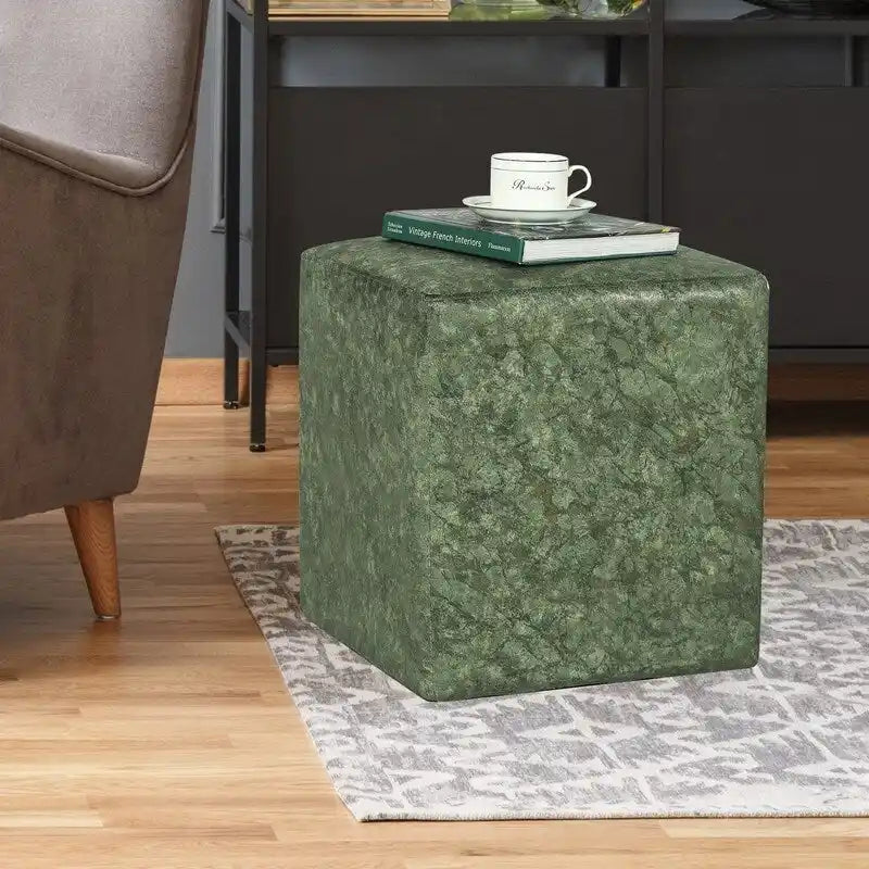 Square Ottoman Vanity Stool Fabric Upholstered Footrest Footstool