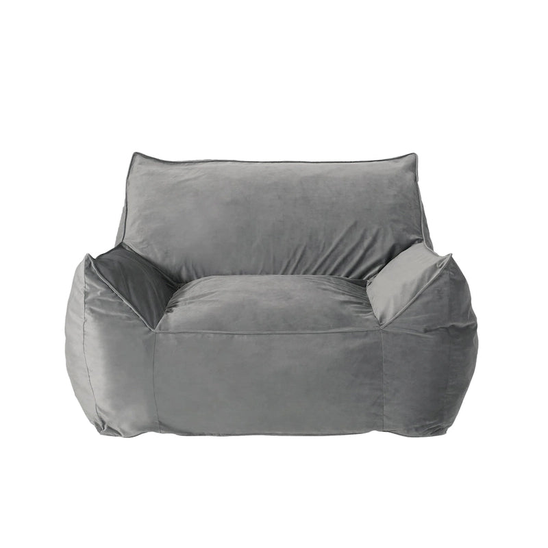 Velveteen Oversized Bean Bag Chair with Armrests