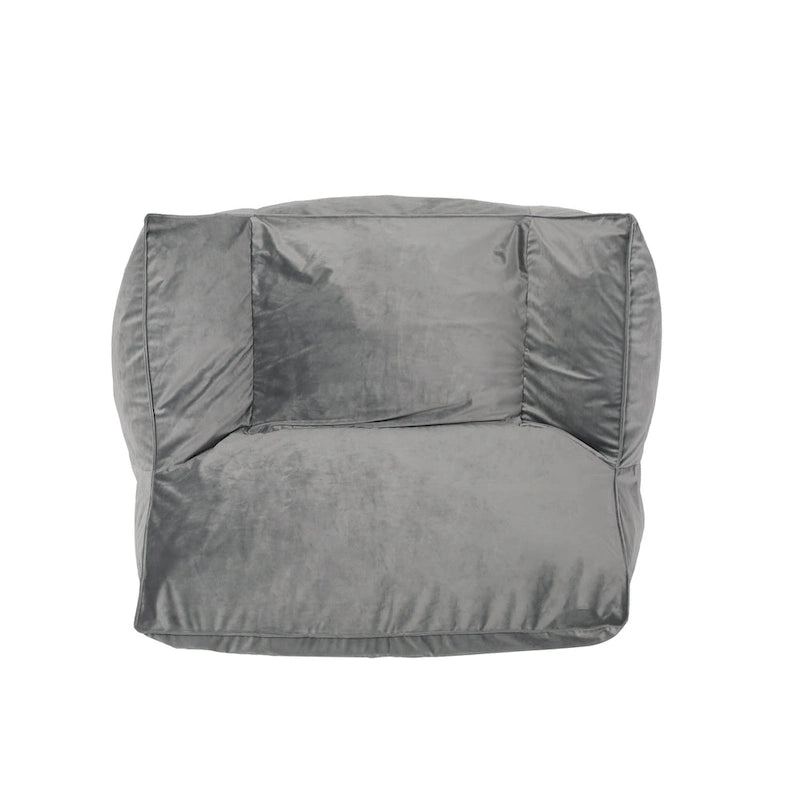 Velveteen Oversized Bean Bag Chair with Armrests