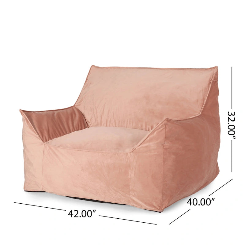 Velveteen Oversized Bean Bag Chair with Armrests