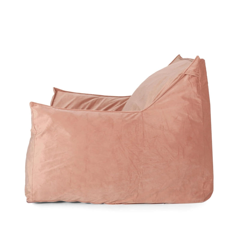 Velveteen Oversized Bean Bag Chair with Armrests