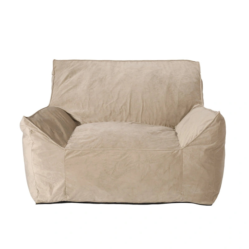Velveteen Oversized Bean Bag Chair with Armrests
