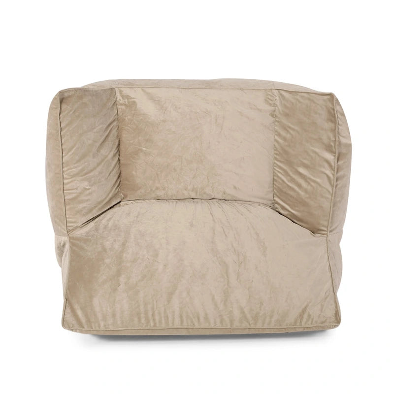 Velveteen Oversized Bean Bag Chair with Armrests