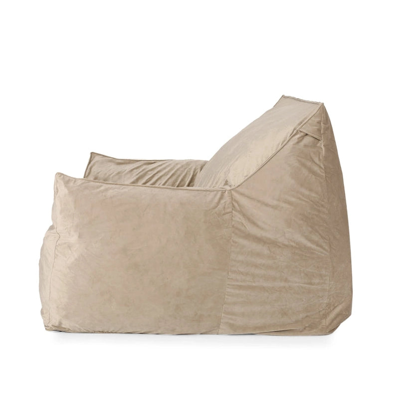 Velveteen Oversized Bean Bag Chair with Armrests