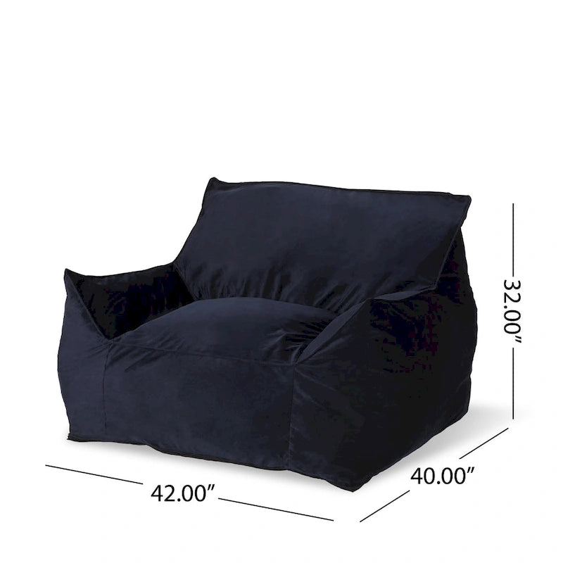 Velveteen Oversized Bean Bag Chair with Armrests