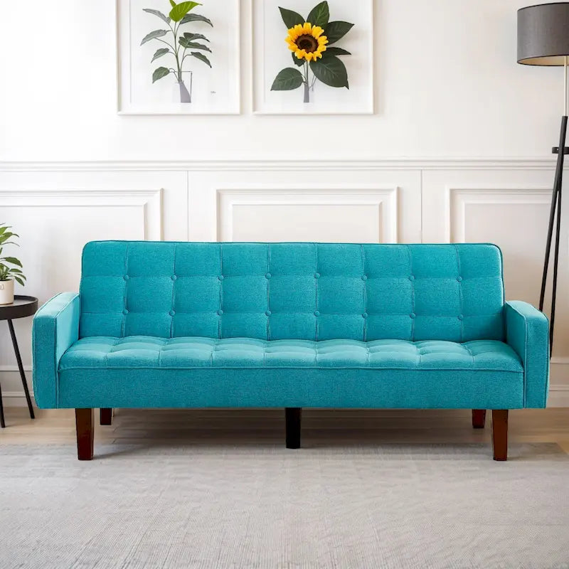 Futon Sofa Bed, Modern Convertible Sleeper Couch with Armrests for Studio, Office, Apartment, Compact Living, Game Room