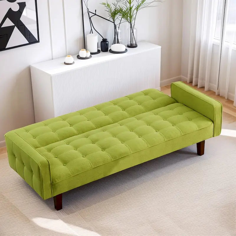 Futon Sofa Bed, Modern Convertible Sleeper Couch with Armrests for Studio, Office, Apartment, Compact Living, Game Room