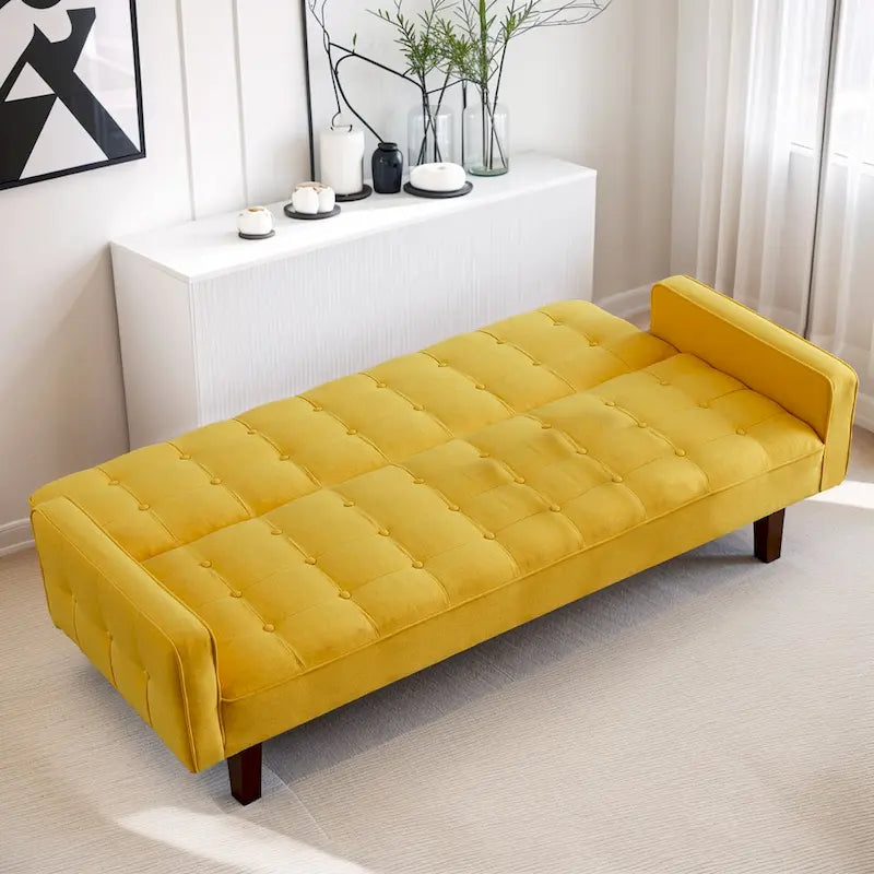 Futon Sofa Bed, Modern Convertible Sleeper Couch with Armrests for Studio, Office, Apartment, Compact Living, Game Room