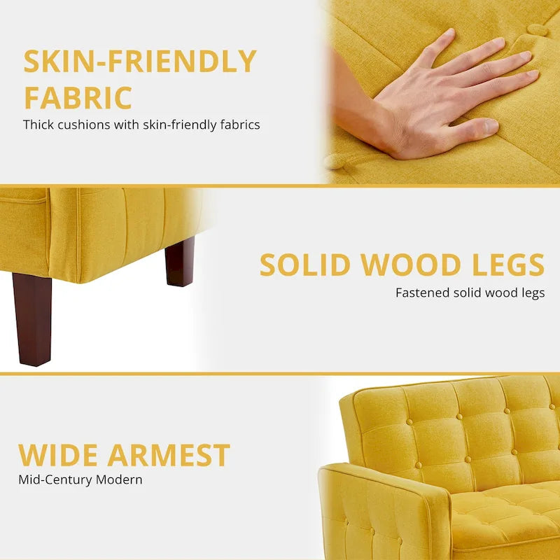 Futon Sofa Bed, Modern Convertible Sleeper Couch with Armrests for Studio, Office, Apartment, Compact Living, Game Room