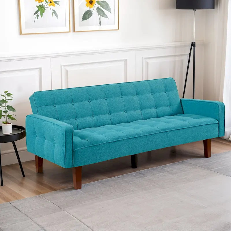 Futon Sofa Bed, Modern Convertible Sleeper Couch with Armrests for Studio, Office, Apartment, Compact Living, Game Room
