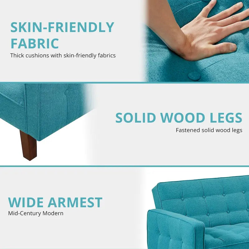 Futon Sofa Bed, Modern Convertible Sleeper Couch with Armrests for Studio, Office, Apartment, Compact Living, Game Room