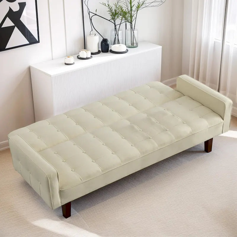 Futon Sofa Bed, Modern Convertible Sleeper Couch with Armrests for Studio, Office, Apartment, Compact Living, Game Room