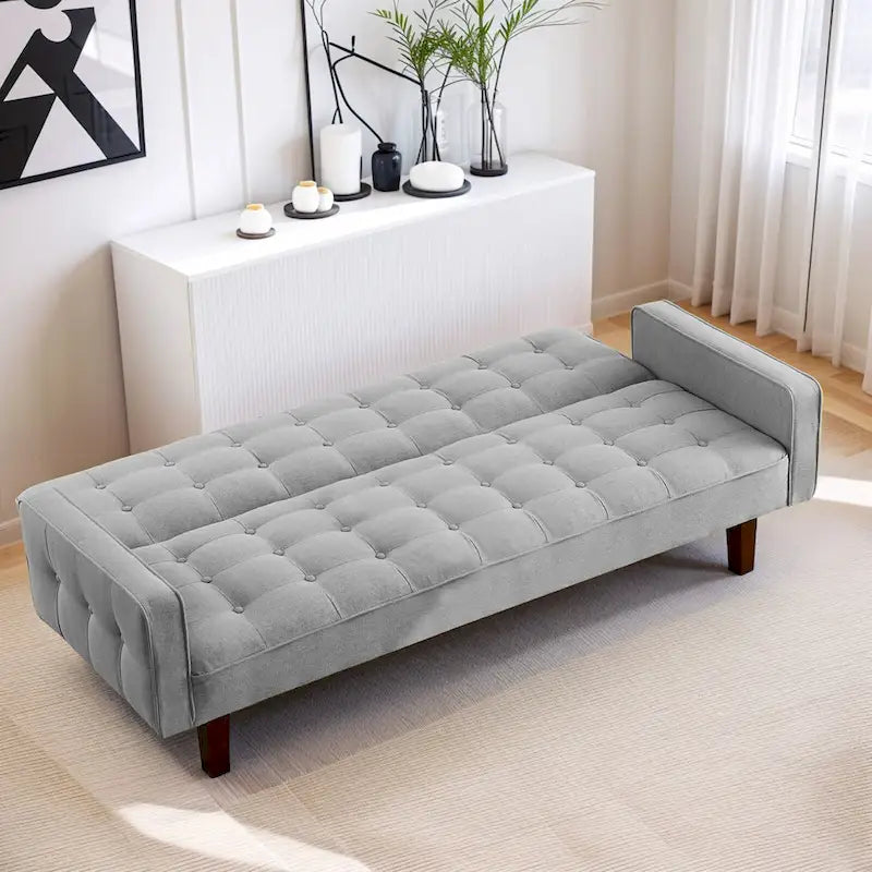 Futon Sofa Bed, Modern Convertible Sleeper Couch with Armrests for Studio, Office, Apartment, Compact Living, Game Room