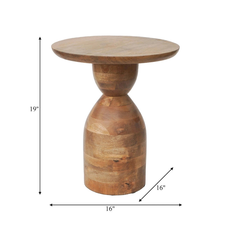 Mango Wood Hourglass Accent Table Wood - 16 x 16 x 19