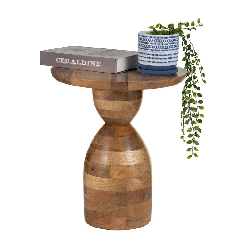 Mango Wood Hourglass Accent Table Wood - 16 x 16 x 19