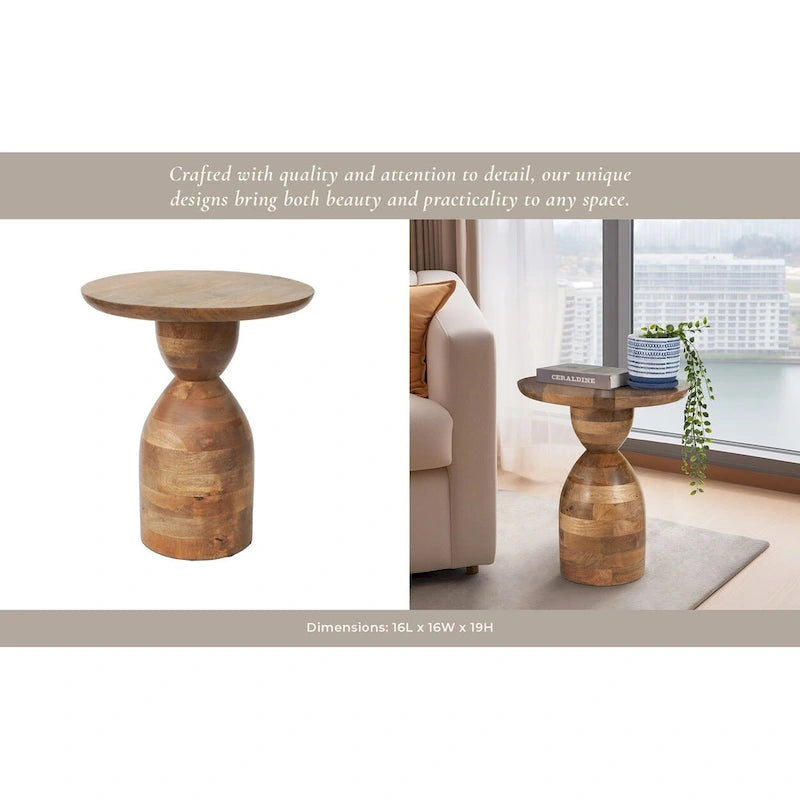 Mango Wood Hourglass Accent Table Wood - 16 x 16 x 19