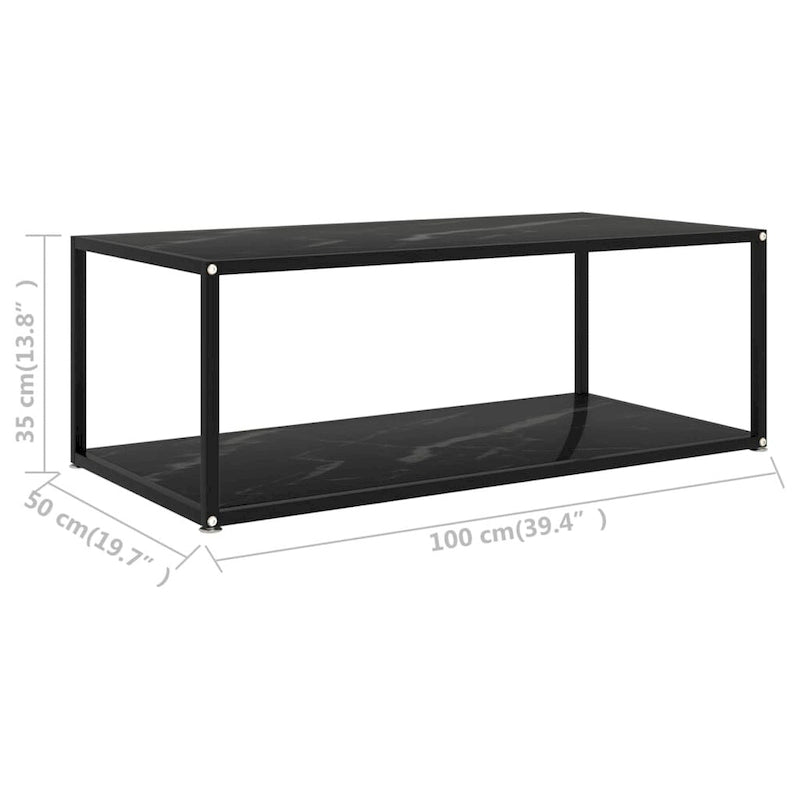 Coffee Table Black 39.4x19.7x13.8 Tempered Glass - 39.4 x 19.7 x 13.8