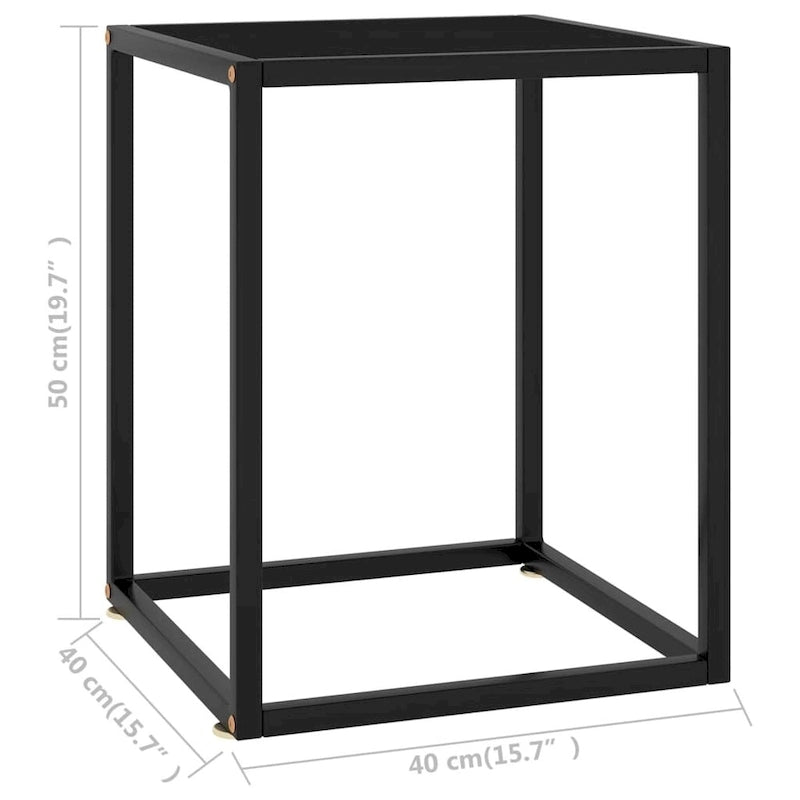 Coffee Table Black with Black Glass 15.7x15.7x19.7 - 15.7 x 15.7 x 19.7