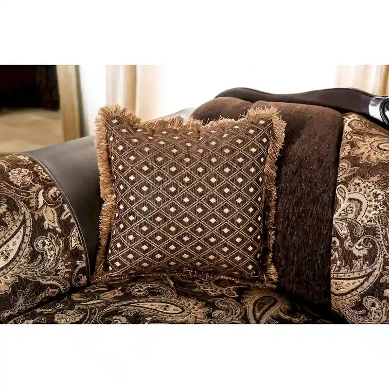 Traditional wn Chenille Semi-Firm Loveseat