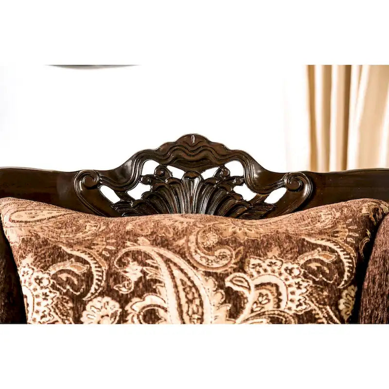 Traditional wn Chenille Semi-Firm Loveseat