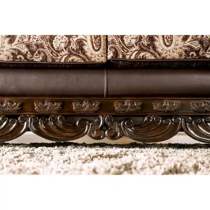 Traditional wn Chenille Semi-Firm Loveseat