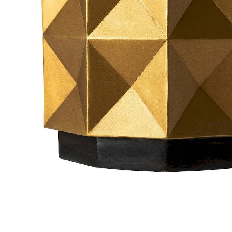 17H Antique Gold Geometric Side Table or Accent Stool - 14L x 14W x 17H